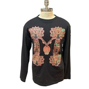 Moncler Genius 1952 Moroccan Logo Long Sleeve Crew Neck T-shirt Black Sz. M Mens